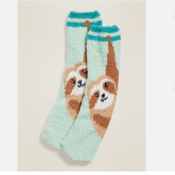 NWT Old Navy Sloth Soft Chenille Fuzzy Cozy Socks for Women Mint Green - Picture 1 of 3